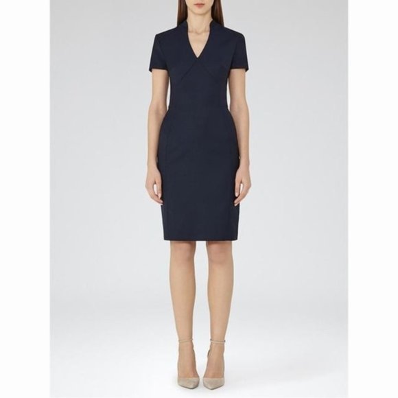 Reiss Dresses & Skirts - Reiss Indis Wool Blend Sheath Dress Navy